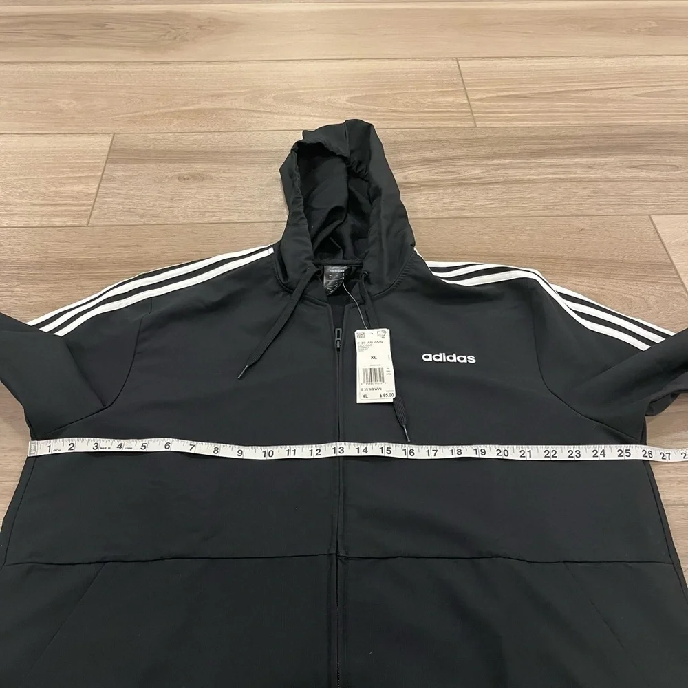 Adidas Essentials 3-Stripes Woven Windbreaker Track Jacket - Black - XL NWT